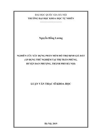 Luận văn Nghiên cứu xây dựng phần mềm hỗ trợ định giá đất (Áp dụng thử nghiệm tại thị trấn Phùng, huyện Đan Phượng, Thành phố Hà Nội)