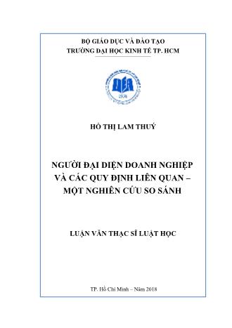 Luận văn Người đại diện doanh nghiệp và các quy định liên quan – một nghiên cứu so sánh