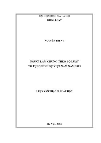 Luận văn Người làm chứng theo bộ luật tố tụng hình sự Việt Nam năm 2015