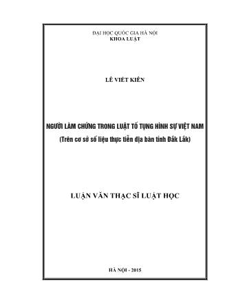 Luận văn Người làm chứng trong luật tố tụng hình sự Việt Nam (Trên cơ sở số liệu thực tiễn địa bàn tỉnh Đắk Lawsk)