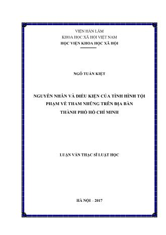 Luận văn Nguyên nhân và điều kiện của tình hình tội phạm về tham nhũng trên địa bàn Thành phố Hồ Chí Minh