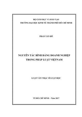 Luận văn Nguyên tắc bình đẳng doanh nghiệp trong pháp luật Việt Nam