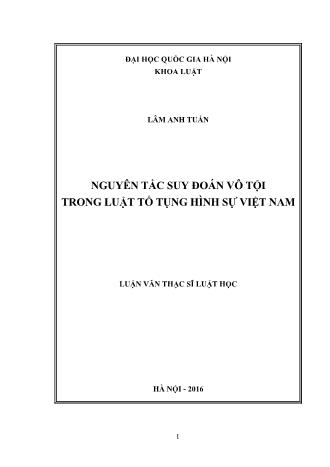 Luận văn Nguyên tắc suy đoán vô tội trong luật tố tụng hình sự Việt Nam