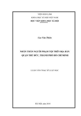 Luận văn Nhân thân người phạm tội trên địa bàn quận Thủ Đức, Thành phố Hồ Chí Minh