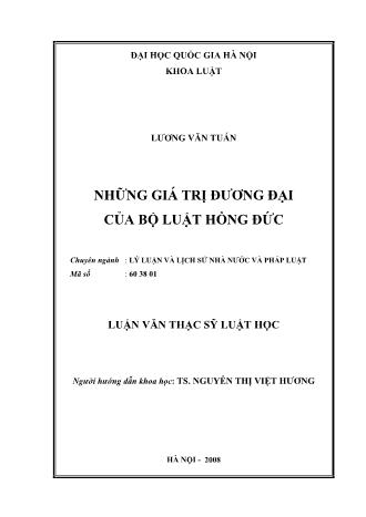 Luận văn Những giá trị đương đại của bộ luật Hồng Đức