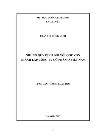 Luận văn Những quy định đối với góp vốn thành lập công ty cổ phần ở Việt Nam