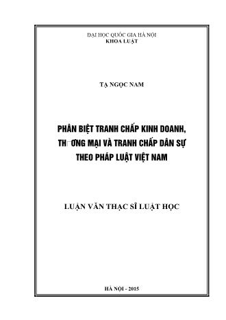 Luận văn Phân biệt tranh chấp kinh doanh, thương mại và tranh chấp dân sự theo pháp luật Việt Nam