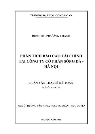 Luận văn Phân tích Báo cáo tài chính tại công ty cổ phần Sông Đà - Hà Nội