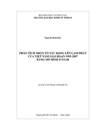 Luận văn Phân tích nhân tố tác động lên lạm phát của Việt Nam giai đoạn 1995-2007 bằng mô hình P-star