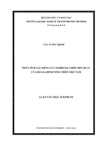 Luận văn Phân tích tác động của nghèo đa chiều đến di cư của hộ gia đình nông thôn Việt Nam