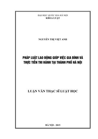 Luận văn Pháp luật lao động giúp việc gia đình và thực tiễn thi hành tại Thành phố Hà Nội