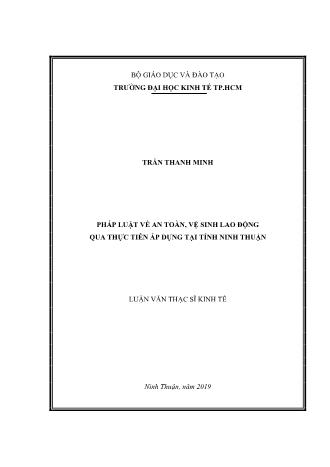 Luận văn Pháp luật về an toàn, vệ sinh lao động qua thực tiễn áp dụng tại tỉnh Ninh Thuận