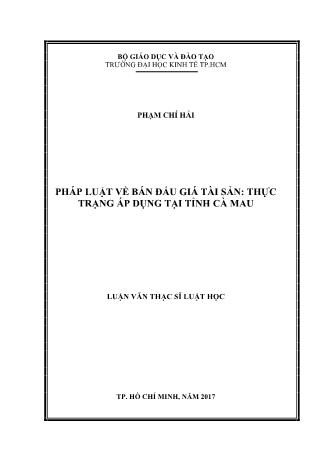 Luận văn Pháp luật về bán đấu giá tài sản: Thực trạng áp dụng tại tỉnh Cà Mau