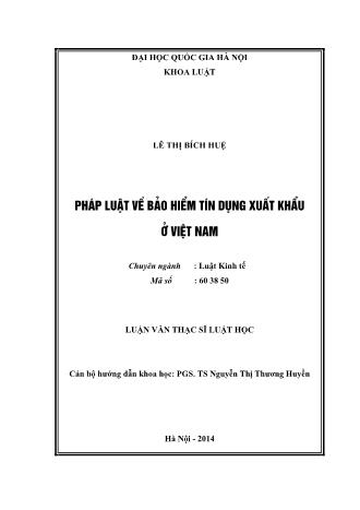 Luận văn Pháp luật về bảo hiểm tín dụng xuất khẩu ở Việt Nam