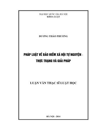 Luận văn Pháp luật về Bảo hiểm xã hội tự nguyện - Thực trạng và giải pháp