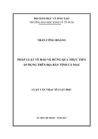 Luận văn Pháp luật về bảo vệ rừng qua thực tiến áp dụng trên địa bàn tỉnh Cà Mau