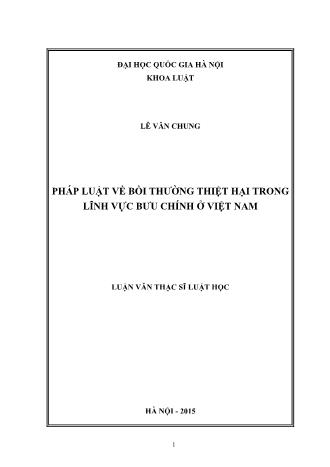 Luận văn Pháp luật về bồi thường thiệt hại trong lĩnh vực bưu chính ở Việt Nam