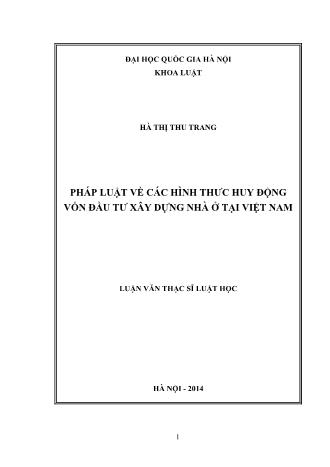 Luận văn Pháp luật về các hình thưc huy động vốn đầu tư xây dựng nhà ở tại Việt Nam
