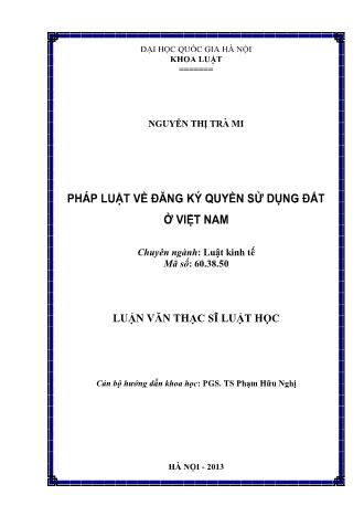 Luận văn Pháp luật về đăng ký quyền sử dụng đất ở Việt Nam