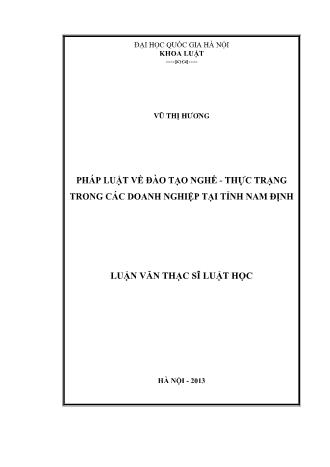 Luận văn Pháp luật về đào tạo nghề - Thực trạng trong các doanh nghiệp tại tỉnh Nam Định