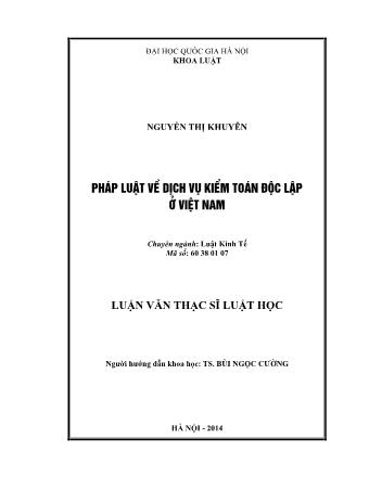 Luận văn Pháp luật về dịch vụ kiểm toán độc lập ở Việt Nam