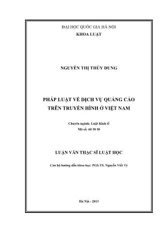 Luận văn Pháp luật về dịch vụ quảng cáo trên truyền hình ở Việt Nam