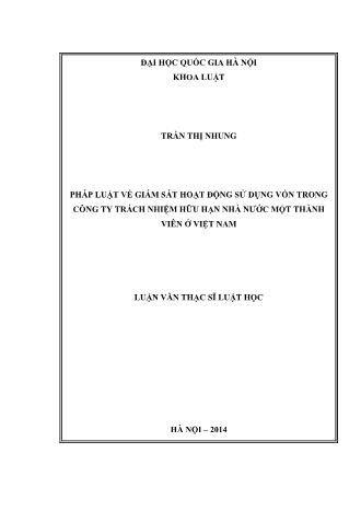 Luận văn Pháp luật về giám sát hoạt động sử dụng vốn trong công ty trách nhiệm hữu hạn nhà nước một thành viên ở Việt Nam