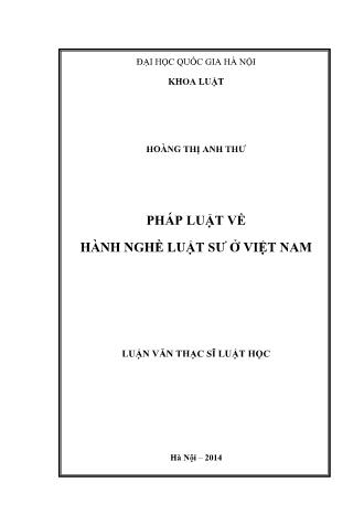 Luận văn Pháp luật về hành nghề luật sư ở Việt Nam