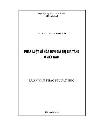 Luận văn Pháp luật về hóa đơn giá trị gia tăng ở Việt Nam