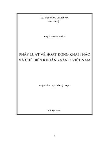 Luận văn Pháp luật về hoạt động khai thác và chế biến khoáng sản ở Việt Nam