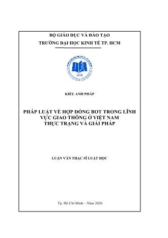 Luận văn Pháp luật về hợp đồng BOT trong lĩnh vực giao thông ở Việt Nam: Thực trạng và giải pháp