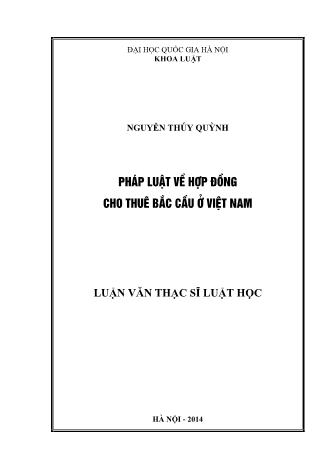 Luận văn Pháp luật về hợp đồng cho thuê bắc cầu ở Việt Nam