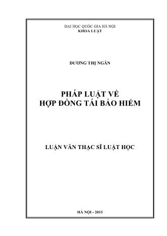 Luận văn Pháp luật về hợp đồng tái bảo hiểm