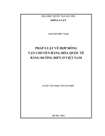 Luận văn Pháp luật về hợp đồng vận chuyển hàng hóa quốc tế bằng đường biển ở Việt Nam