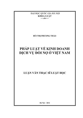 Luận văn Pháp luật về kinh doanh dịch vụ đòi nợ ở Việt Nam