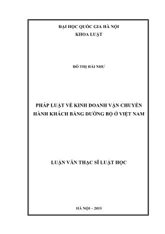 Luận văn Pháp luật về kinh doanh vận chuyển hành khách bằng đường bộ ở Việt Nam