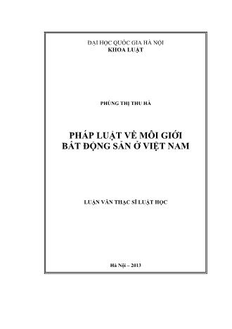 Luận văn Pháp luật về môi giới bất động sản ở Việt Nam