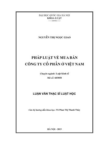 Luận văn Pháp luật về mua bán công ty cổ phần ở Việt Nam