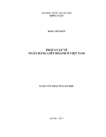 Luận văn Pháp luật về ngân hàng liên doanh ở Việt Nam