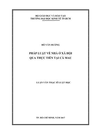 Luận văn Pháp luật về nhà ở xã hội qua thực tiễn tại Cà Mau