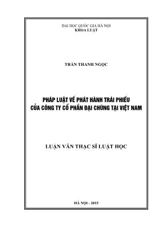 Luận văn Pháp luật về phát hành trái phiếu của công ty cổ phần đại chúng tại Việt Nam