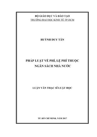 Luận văn Pháp luật về phí, lệ phí thuộc ngân sách nhà nước