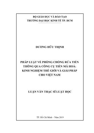 Luận văn Pháp luật về phòng chống rửa tiền thông qua công cụ tiền mã hoá: Kinh nghiệm thế giới và giải pháp cho Việt Nam