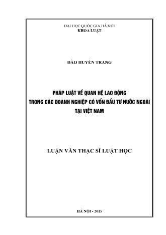 Luận văn Pháp luật về quan hệ lao động trong các doanh nghiệp có vốn đầu tư nước ngoài tại Việt Nam