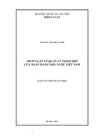 Luận văn Pháp luật về quản lý ngoại hối của ngân hàng nhà nước Việt Nam