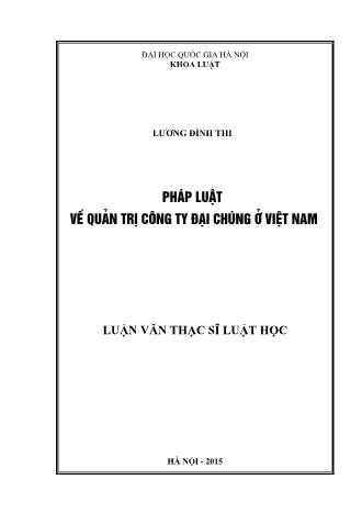 Luận văn Pháp luật về quản trị công ty đại chúng ở Việt Nam