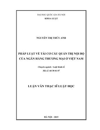 Luận văn Pháp luật về tái cơ cấu quản trị nội bộ của ngân hàng thương mại ở Việt Nam