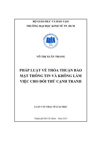 Luận văn Pháp luật về thỏa thuận bảo mật thông tin và không làm việc cho đối thủ cạnh tranh