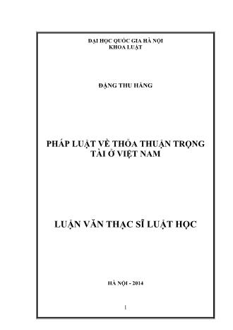 Luận văn Pháp luật về thỏa thuận trọng tài ở Việt Nam