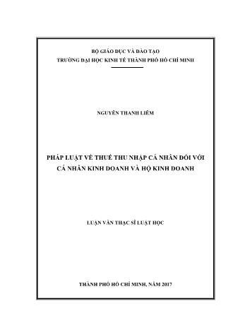 Luận văn Pháp luật về thuế thu nhập cá nhân đối với cá nhân kinh doanh và hộ kinh doanh